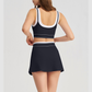 Wholesale Women's Contrast Stripe Halter Bra & Tennis Skirt Set – Sporty Two-Piece