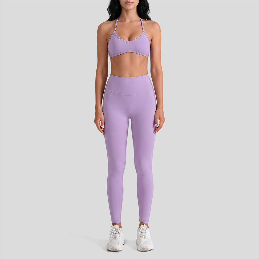 Wholesale High-Waist Yoga Leggings+Naked-Feel Bra Set