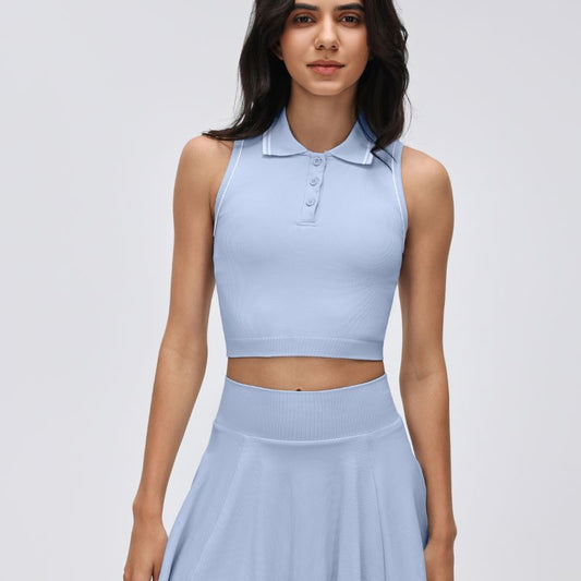 Wholesale POLO collar contrasting color yoga | Wonderxfans bulk activewear