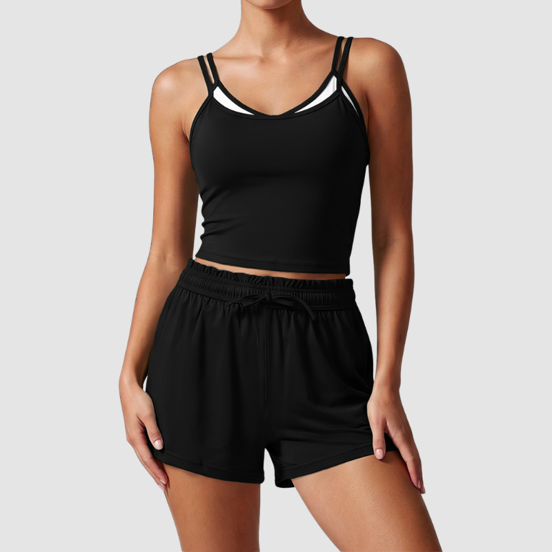 Wholesale Women's Spaghetti-Strap Sports Bra & Tennis Shorts Set – Barely-There Activewear