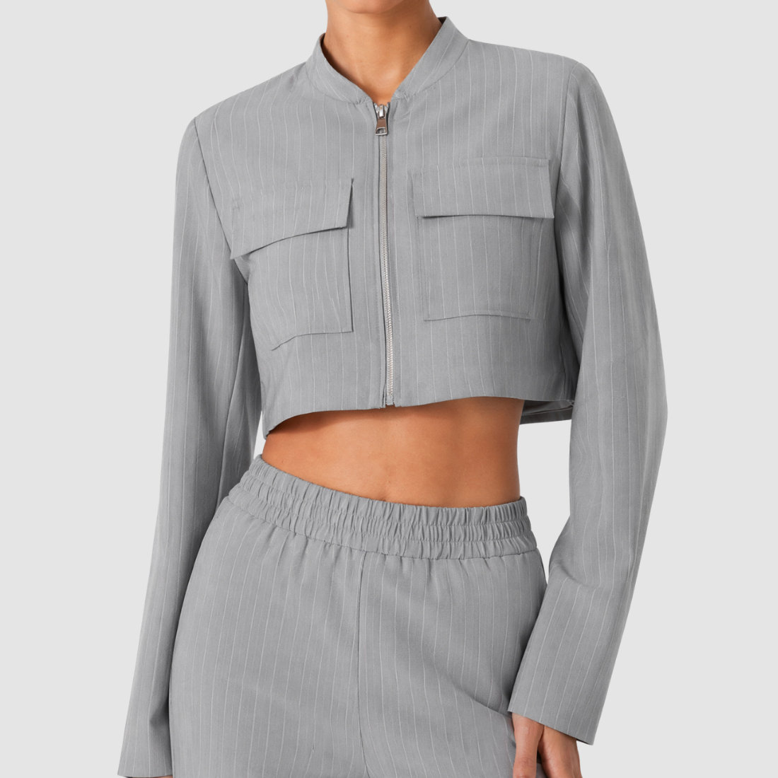 Wholesale Women's Activewear Cropped Striped Spring-Fall Sports Jacket