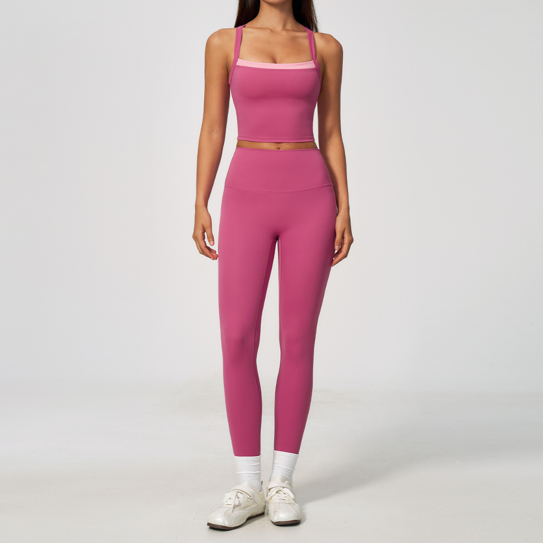 Wholesale Naked-Feel Yoga Set – Cross Back Quick-Dry Fitness Outfit