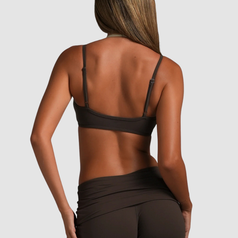 Wholesale Women's Halter Neck Faux Two-Piece Sports Bra with Adjustable Straps (30 days pre-sale)