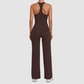 Wholesale Women's Racerback Yoga Set – Double-Layer Chest Pad Cross Waist Flare Pants