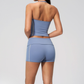 Wholesale Women's Halter V-Neck Color-Block Yoga Set – Slim-Fit Sports Bra & Shorts