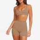 Cross back quick drying sports bra and high waisted shorts set