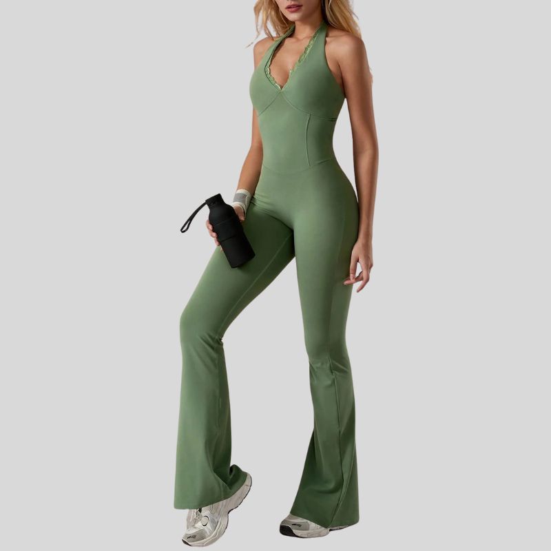 Jumpsuit with sleeveless back and hollow