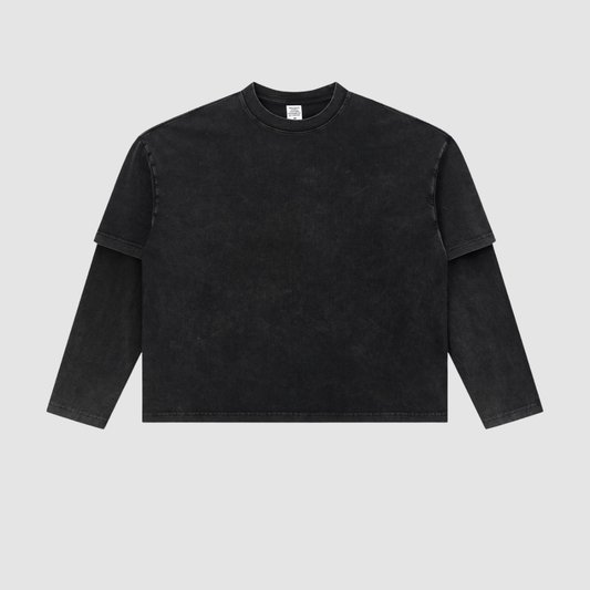 Wholesale Men’s Washed Double-Sleeve Long-Sleeve T-Shirt