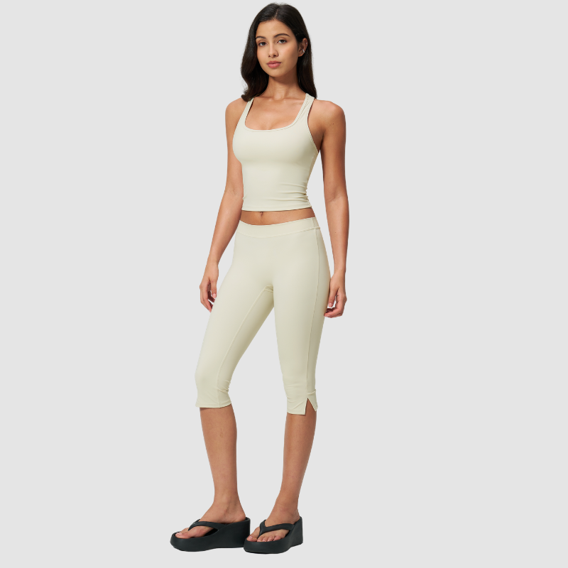 Wholesale Women's I-shape back Vest + Mid-Length Shorts Set - Butt-Lifting Yoga Gym Activewear