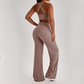 Wholesale Women's Peach Lift High Waist Flare Pants Yoga Set – Cross Back Sports Bra 0258
