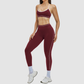 Women's Contrasting Color Backless Bra+Highlighted Legging 2-piece Set