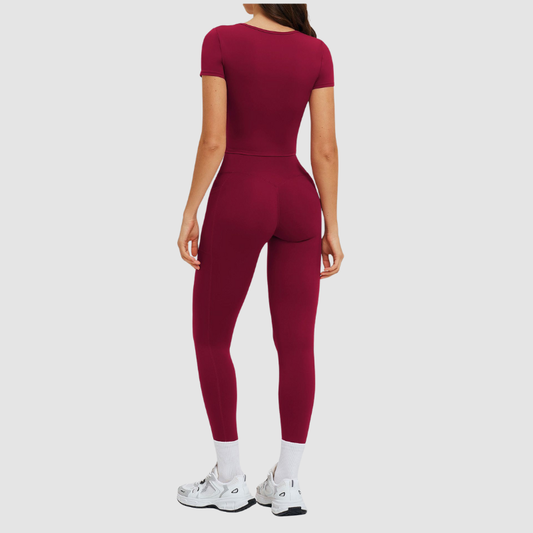 Wholesale solid color T-shirt + high-waisted | Wonderxfans bulk activewear