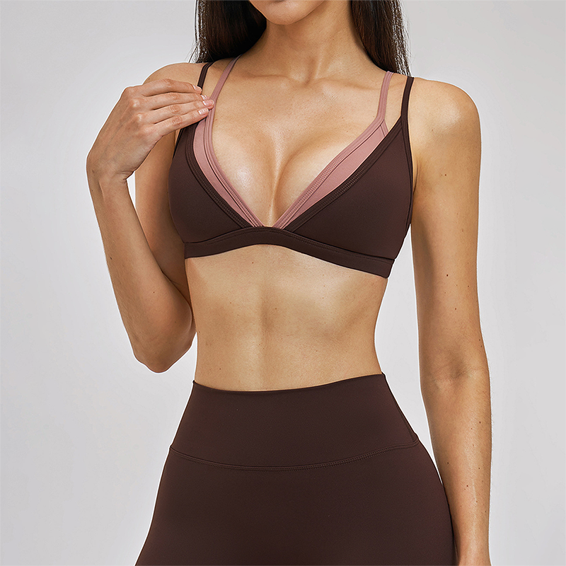 Wholesale fake two contrasting back yoga bras