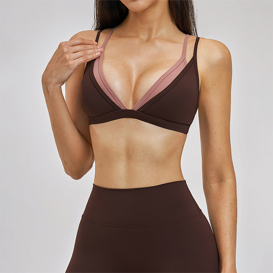 Wholesale fake two contrasting back yoga bras