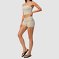 Wholesale Women's Stripe Bandeau Tank & Shorts Yoga Set