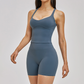 Wholesale yoga tank top with bra pads+high waisted shorts 2-piece set