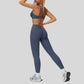 Sports bra with removable bra pads+High-waisted V-neck leggings at the back 2-piece set