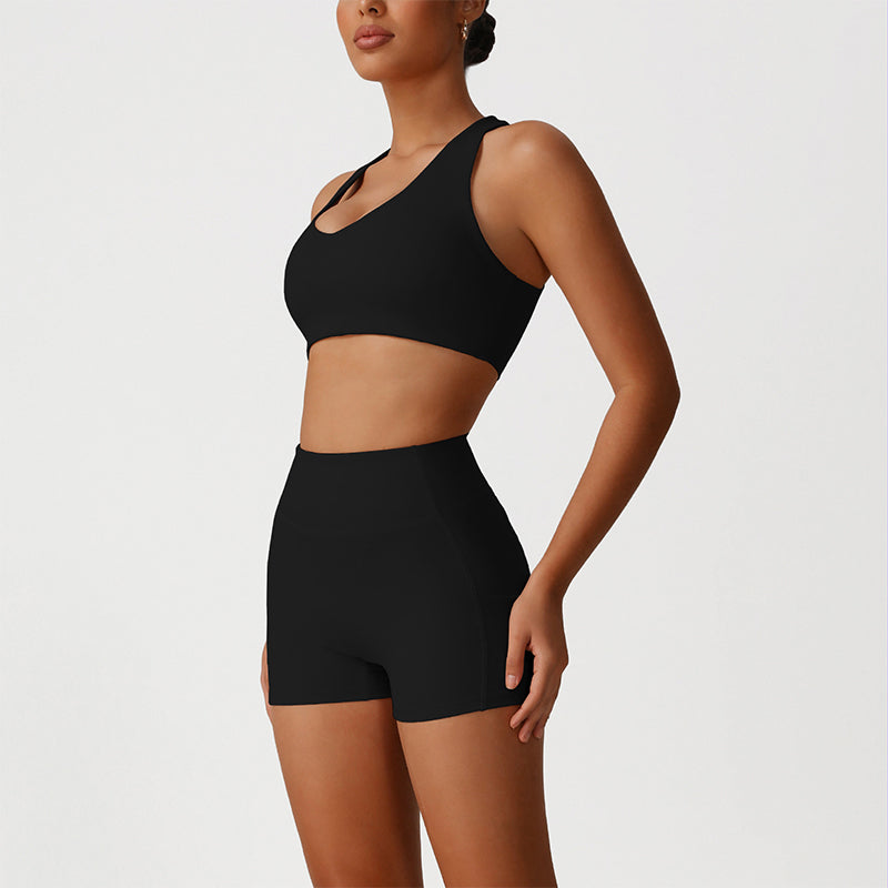 Cross-Back Sports Bra + Butt-Lifting Shorts 2-Piece Set