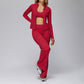 Zippered quick-drying sports jacket+High-waisted wide-leg sweatpants 2-piece set