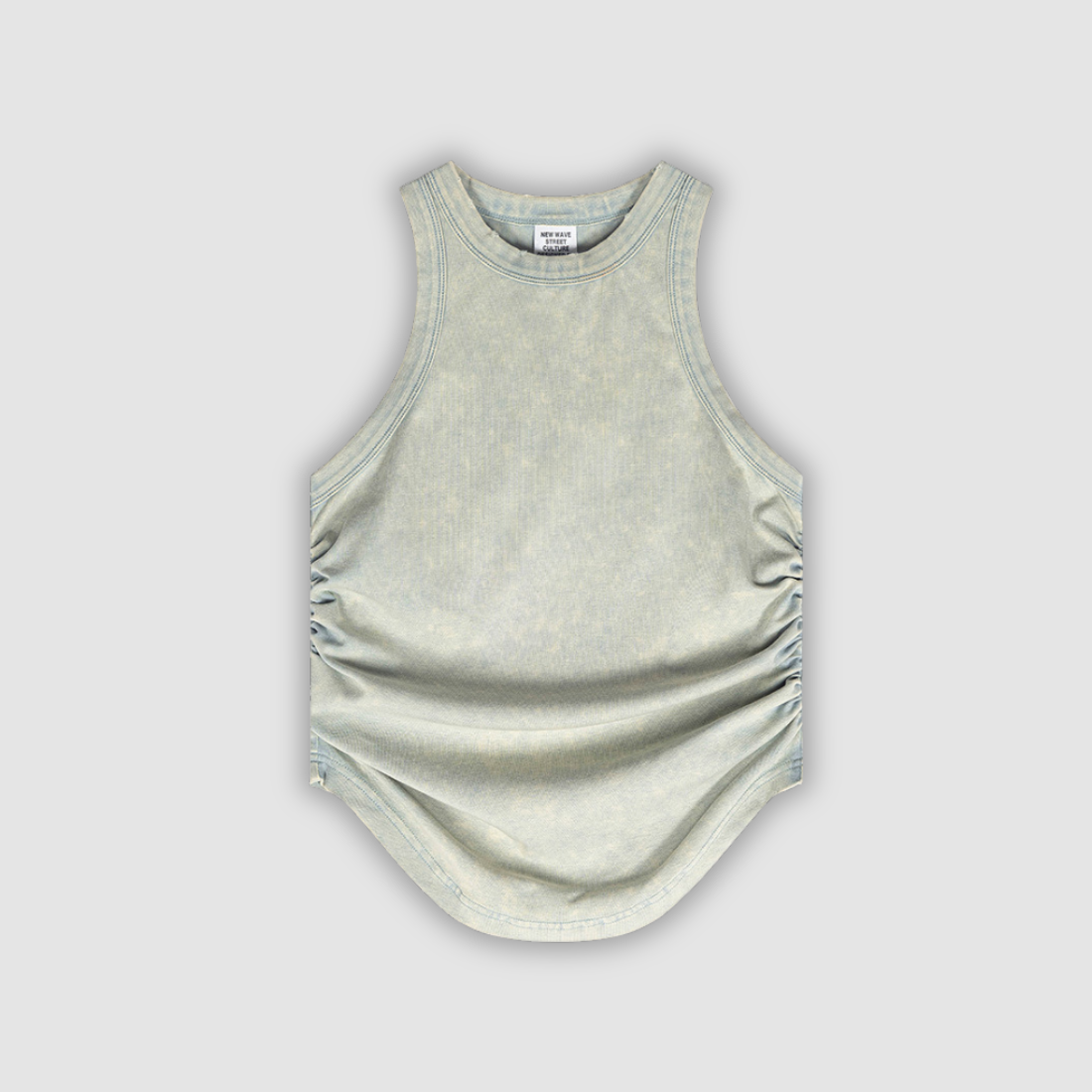 Wholesale Women’s Ruched Washed Tank – Cropped Cotton-Spandex Streetwear Top
