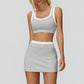Contrast color sports bra + Anti-exposure short skirt