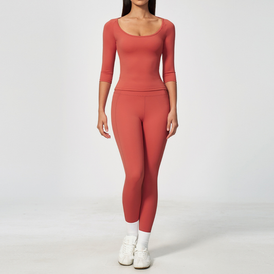 Wholesale Women's Mid-Sleeve Long Pants Yoga Set