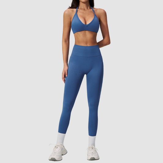 Wholesale Women's Seamless Sports Bra and Leggings Set – Open-Back Yoga Set