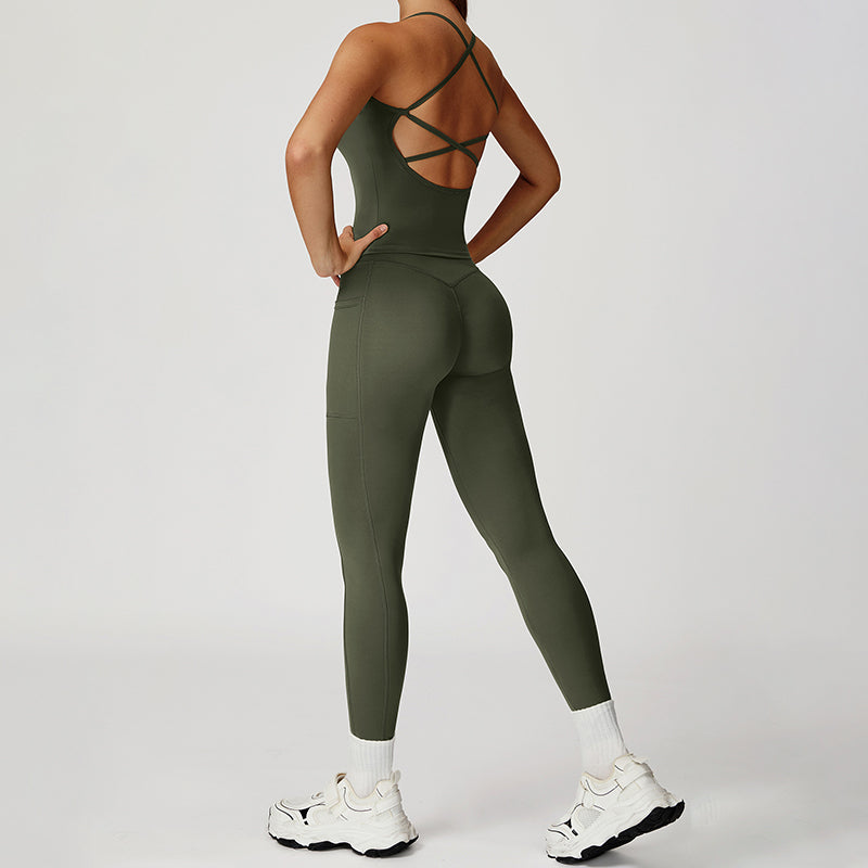 Snug-Fit Tank Top + V-Shaped Waistline Leggings 2-Piece Set