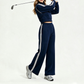 Wholesale Women’s Stripe Jacket & Straight-Leg Pants Separates – Cotton Blend Activewear