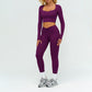 Slim-fitting long-sleeved top + tight-fitting athletic leggings 2-piece set