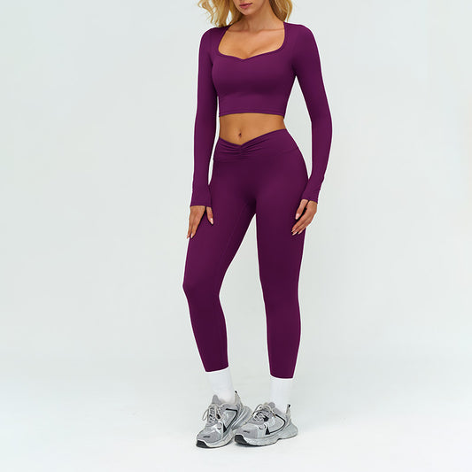 Wholesale Slim-fitting long-sleeved top + tight-fitting | Wonderxfans bulk activewear