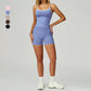Seamless Contrasting Color tank top + High-waisted shorts 2-Piece Set