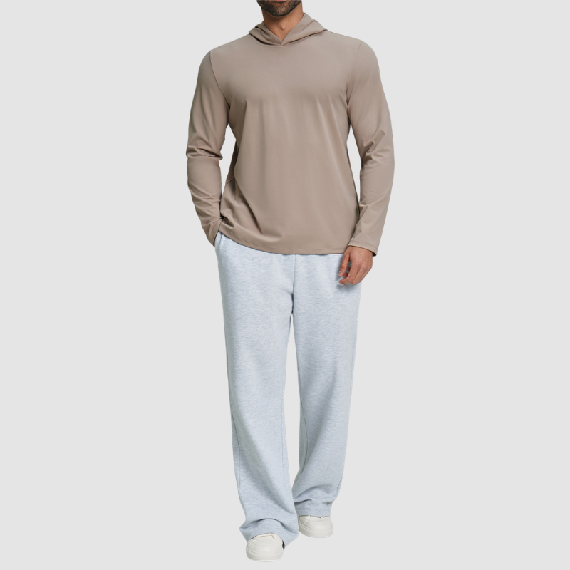 Wholesale Men's Hooded Long Sleeve Athletic Top – Moisture-Wicking Gym Fitness Training Shirt
