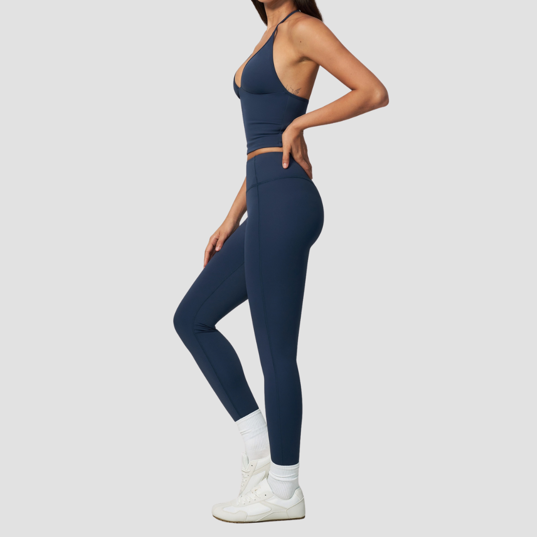 Wholesale Women's Deep-V Sleeveless Vest + Long Pants Yoga Set