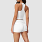 Wholesale women's brushed vest and fold-over hip-lifting shorts set