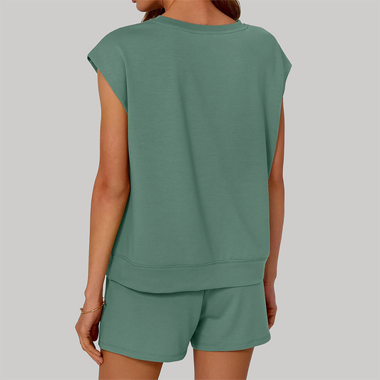 Wholesale Women's Relaxed Round Neck Short Sleeve Two-Piece Set