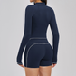 Color blocked Sports jacket+Sport vest+Tight shorts Running fitness 3-piece set
