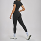 Wholesale Round Neck Short Sleeve Tank Top+High Waist Legging 2-piece Set