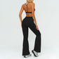 Removable bra pads + High-waisted flared pants 2-piece set