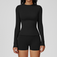 Wholesale Women's Brushed Long Sleeve Yoga Top – Crew Neck Slim Fit Athletic T-Shirt