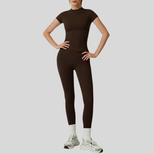 Wholesale Short-Sleeve Slim Fit Tee+High-waisted leggings | Wonderxfans bulk activewear