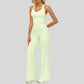 Contrasting racerback tank top+ High-waisted wide-leg pants 2-piece set