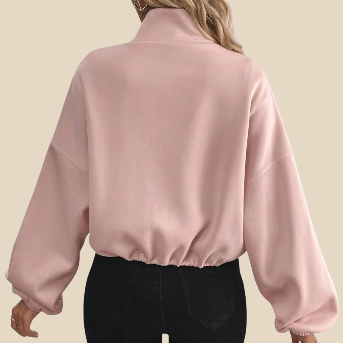 [Women's Casual Activewear] Fleece-Lined Stand-Collar Zip Jacket