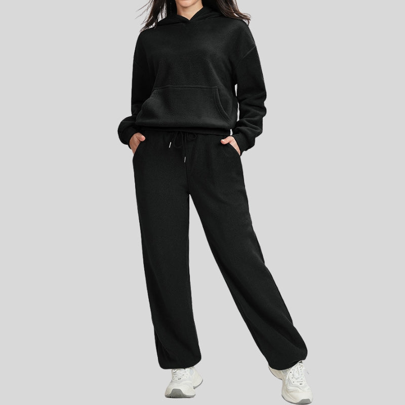Double-sided fleece loose-fitting sweatshirt and pants set