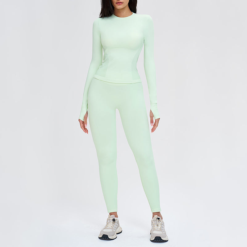 Wholesale solid color long-sleeved top + leggings