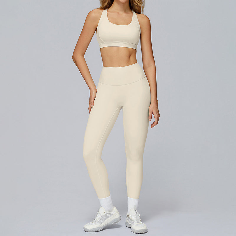 Cross-back sports bra+Hip-lifting leggings 2-PIECE SET