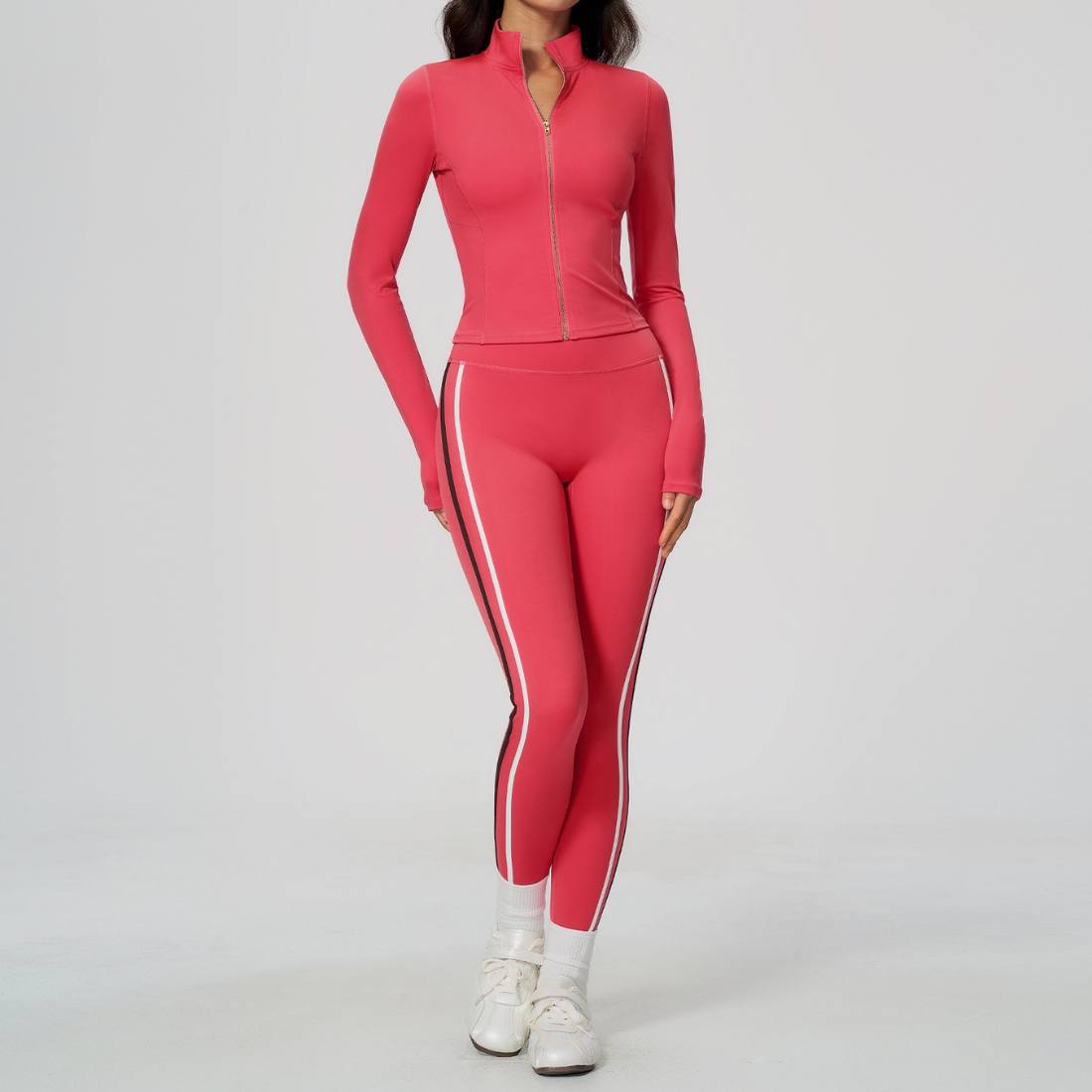 Wholesale Women's Stand-Collar Jacket & Jogger Pants Yoga Set