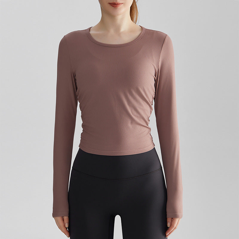 Slimming Round Neck Long-Sleeve Yoga Top