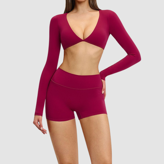 Wholesale Slim-fitting long-sleeved top + tight-fitting | Wonderxfans bulk activewear