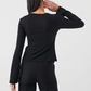 Wholesale Modal-Blend Tie-Front Bow Long-Sleeve Fitted T-Shirt – Elegant Slim-Fit Top
